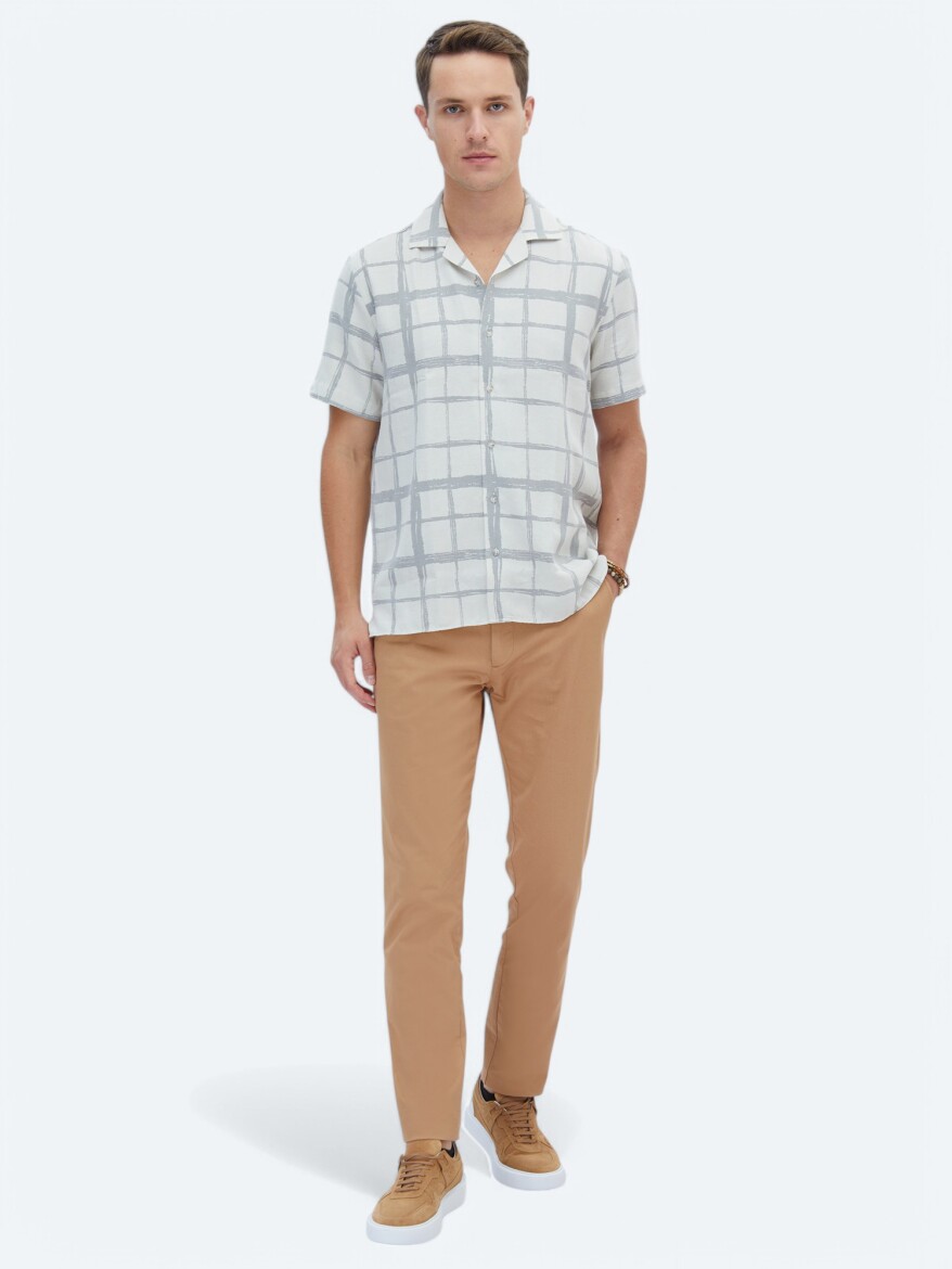 Gri Kareli Regular Fit Dokuma Casual Pamuk Karışımlı Gömlek - 2
