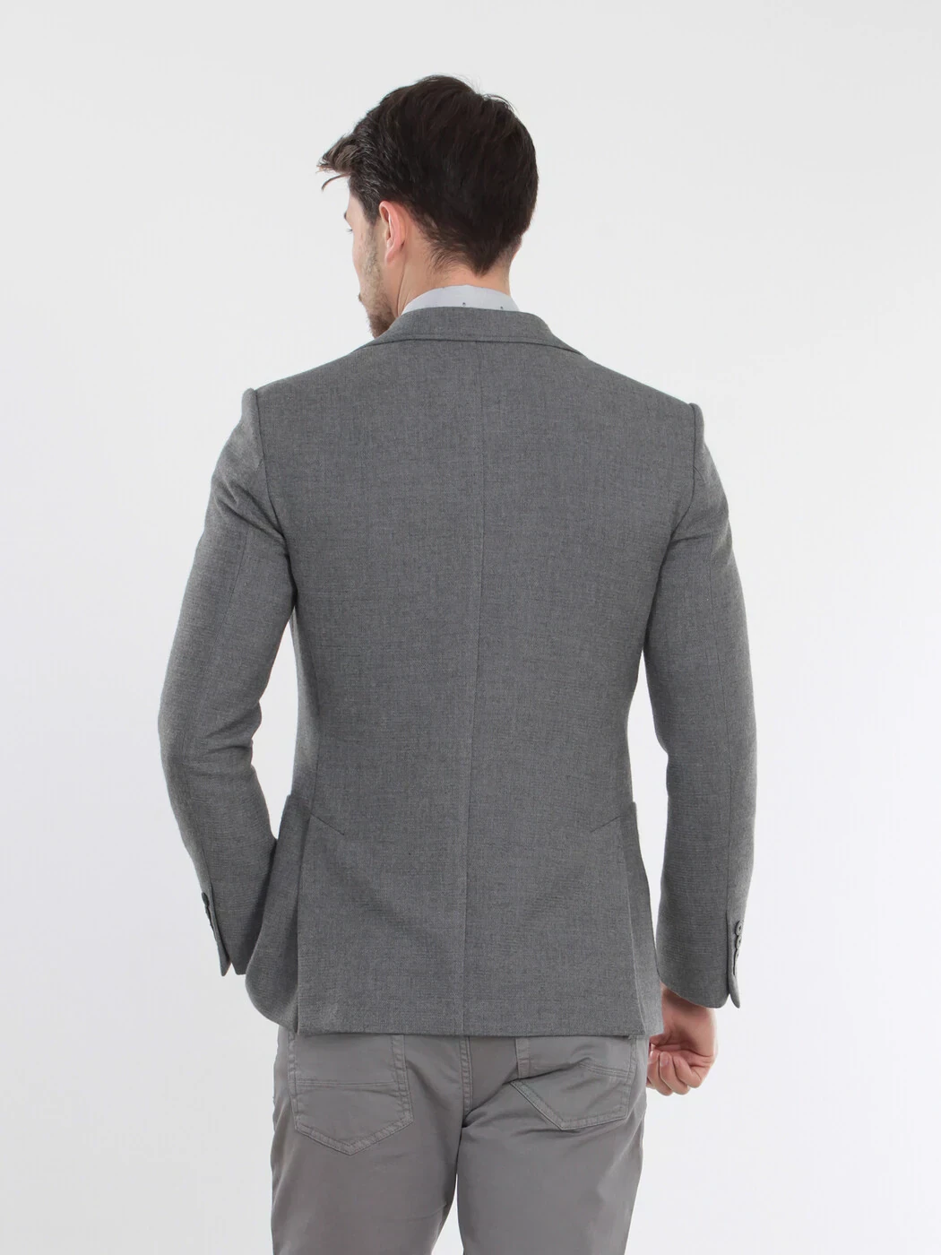 Gri Mikro Modern Fit Pamuk Karışımlı Ceket - 4
