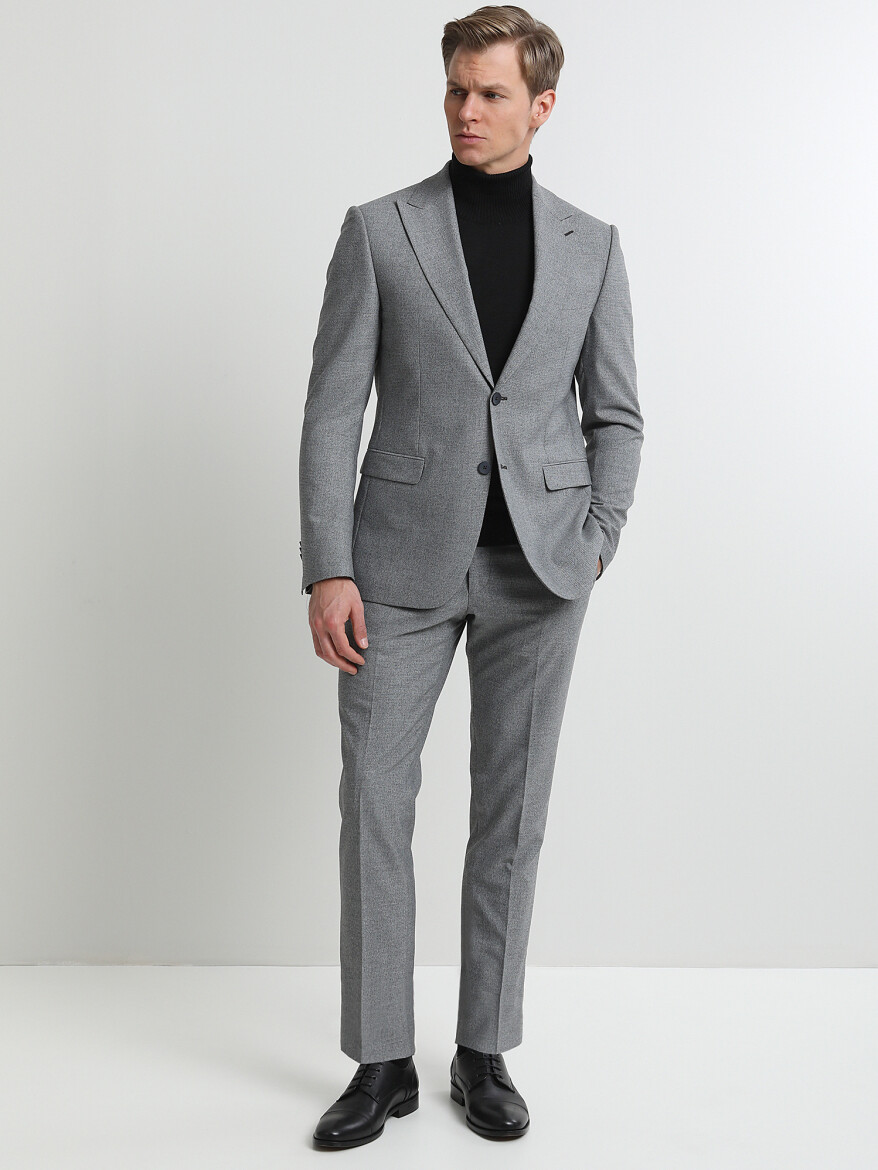 Gri Mikro Modern Fit Takım Elbise - 1