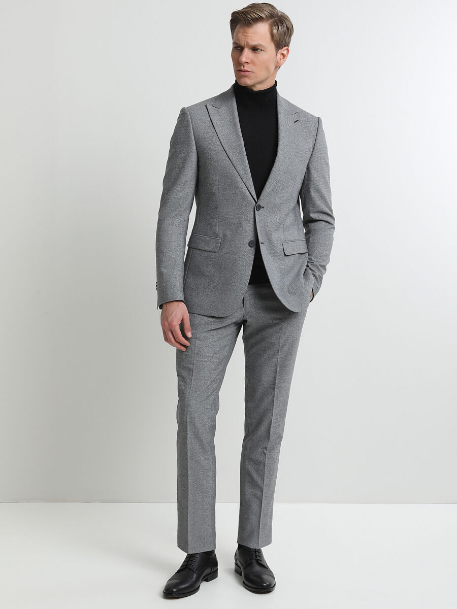 Gri Mikro Modern Fit Takım Elbise - 1