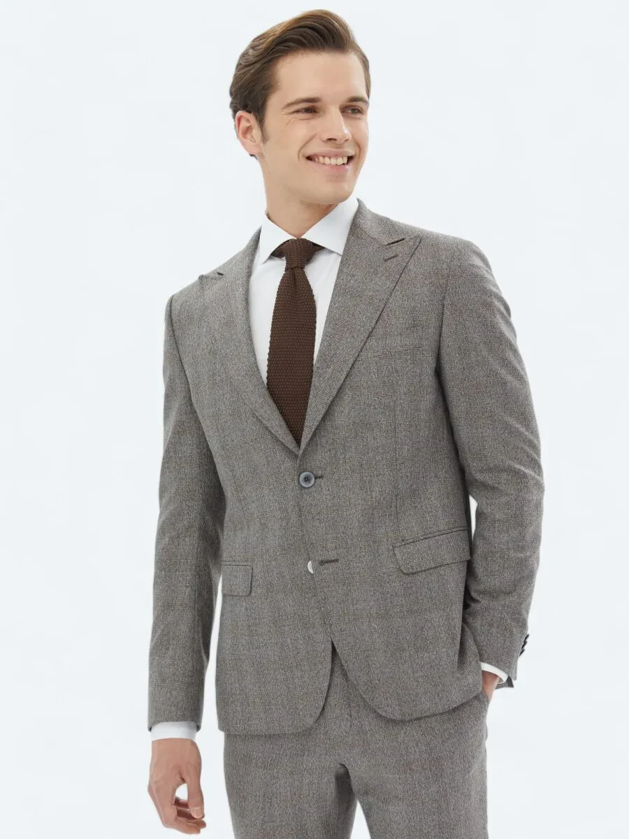 Gri Mikro Modern Fit Takım Elbise - 1