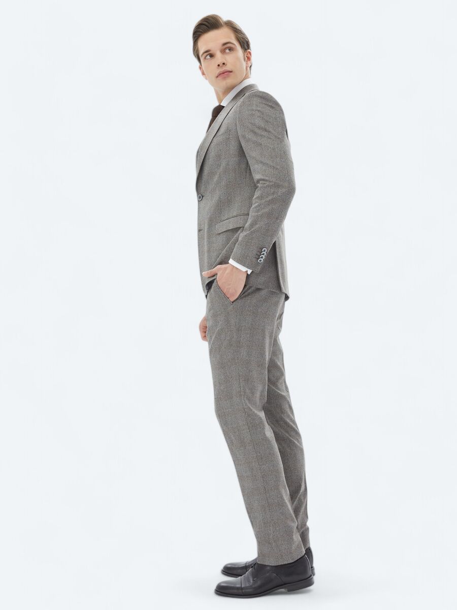 Gri Mikro Modern Fit Takım Elbise - 3