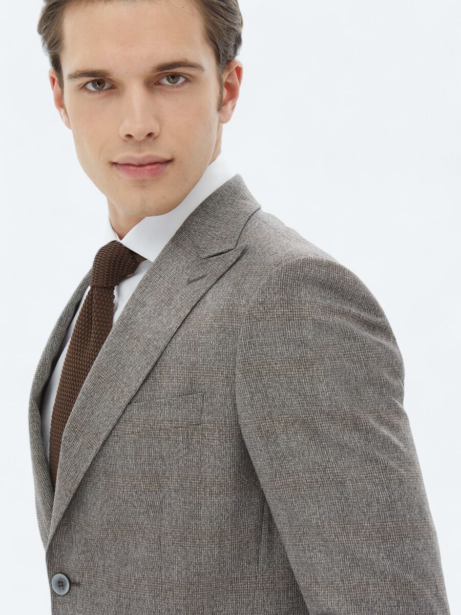 Gri Mikro Modern Fit Takım Elbise - 4