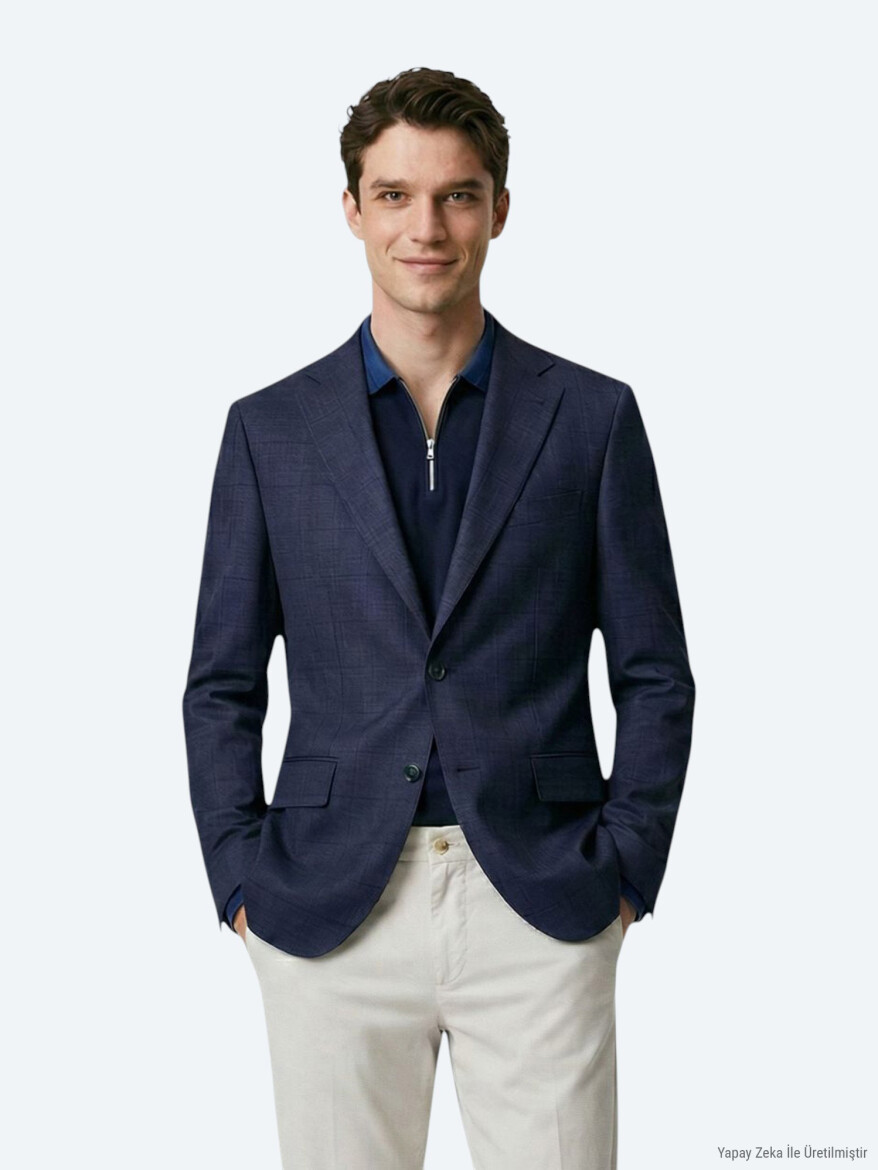 Gri Mikro Modern Fit Yün Karışımlı Ceket - KİP