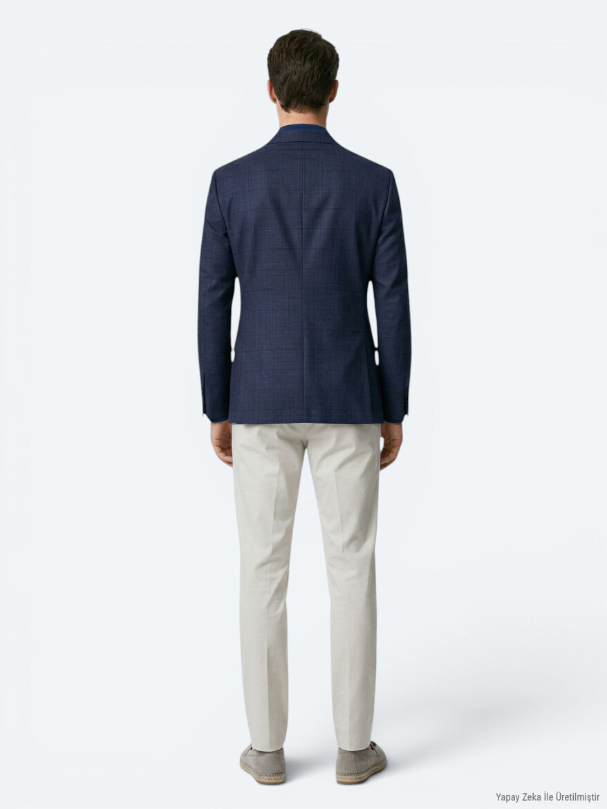 Gri Mikro Modern Fit Yün Karışımlı Ceket - 5