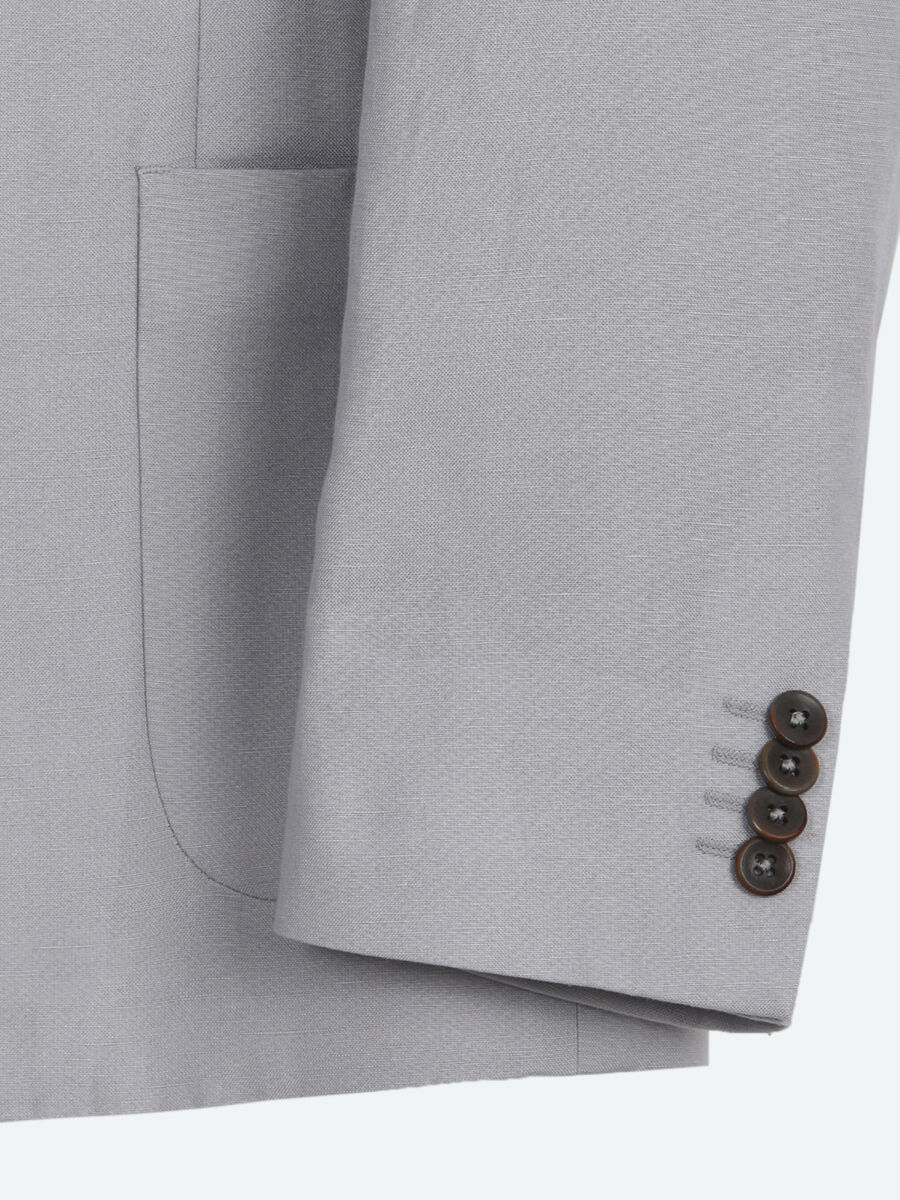 Gri Modern Fit Keten Karışımlı Takım Elbise - 8