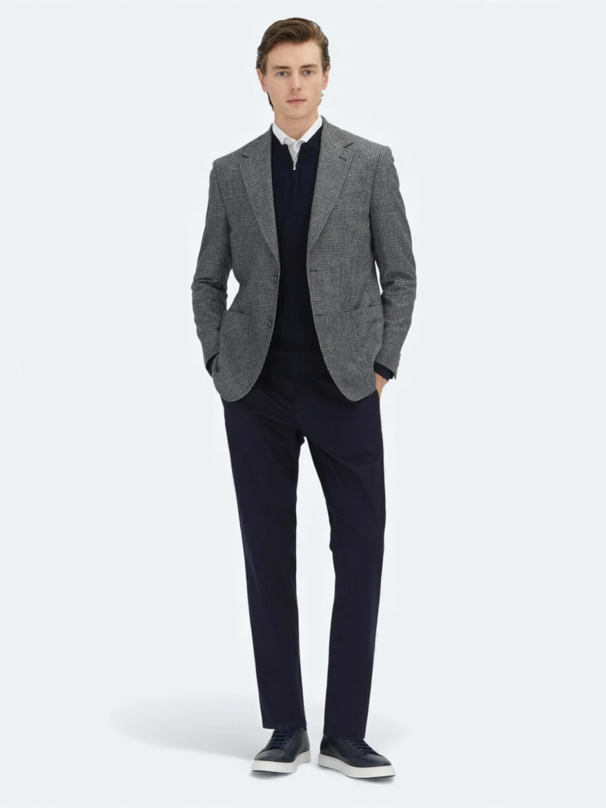 Gri Modern Fit Yün Karışımlı Ceket - KİP