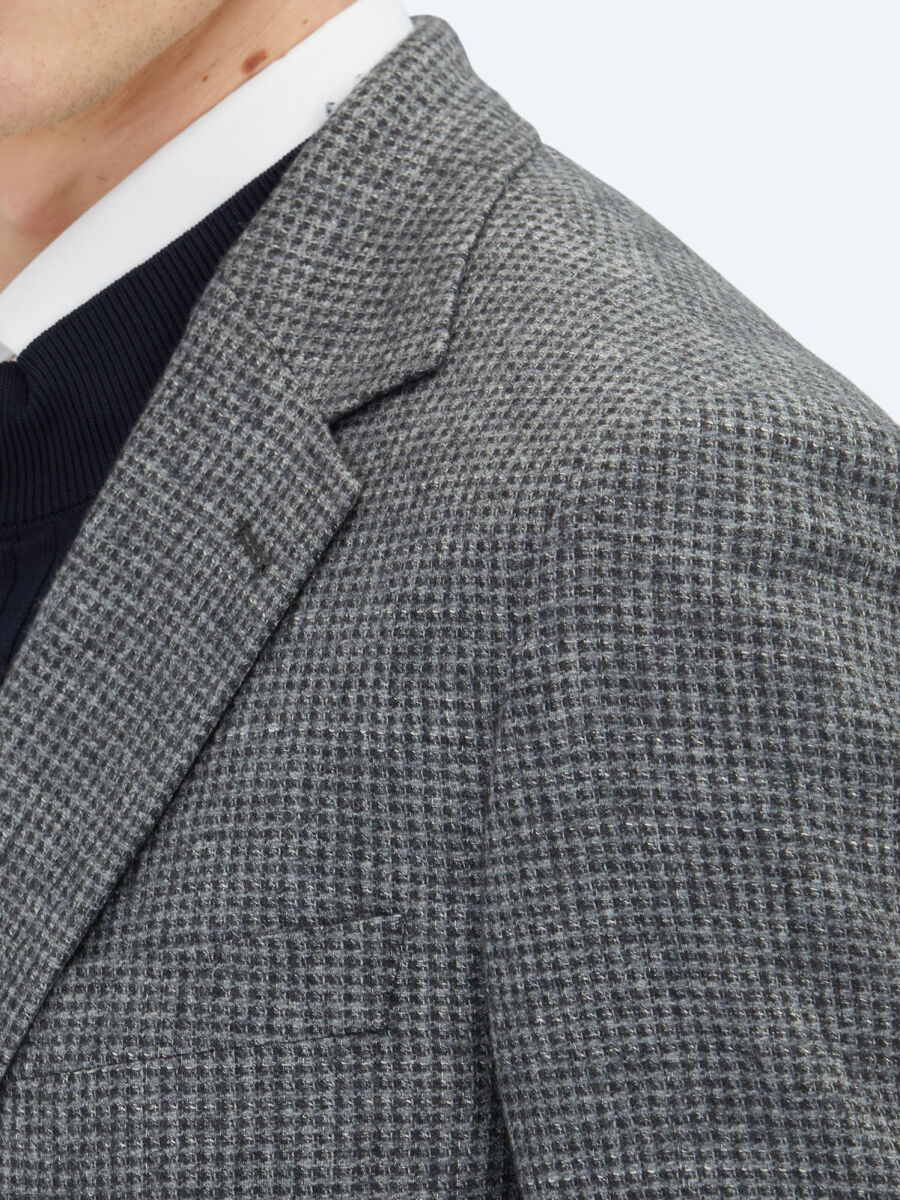 Gri Modern Fit Yün Karışımlı Ceket - 4