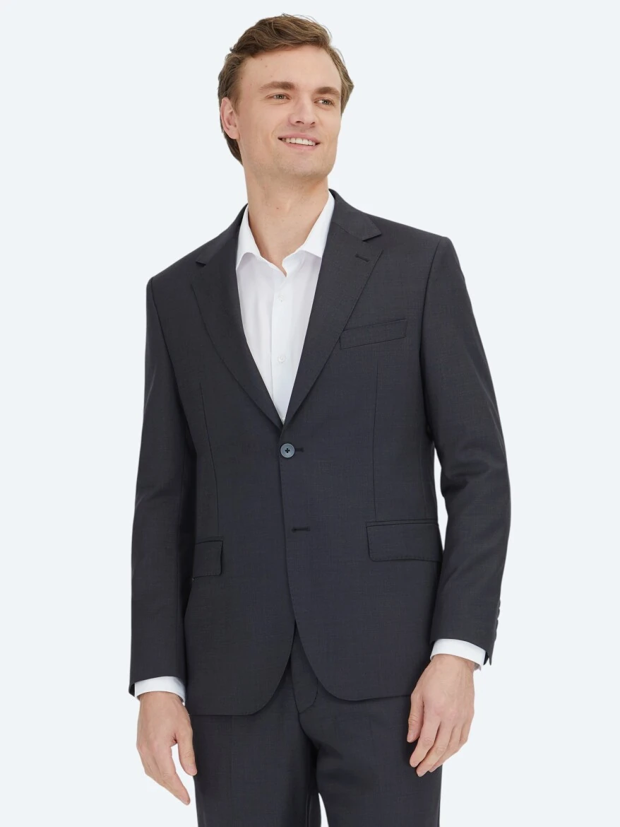 Gri Modern Fit Yün Karışımlı Takım Elbise - KİP