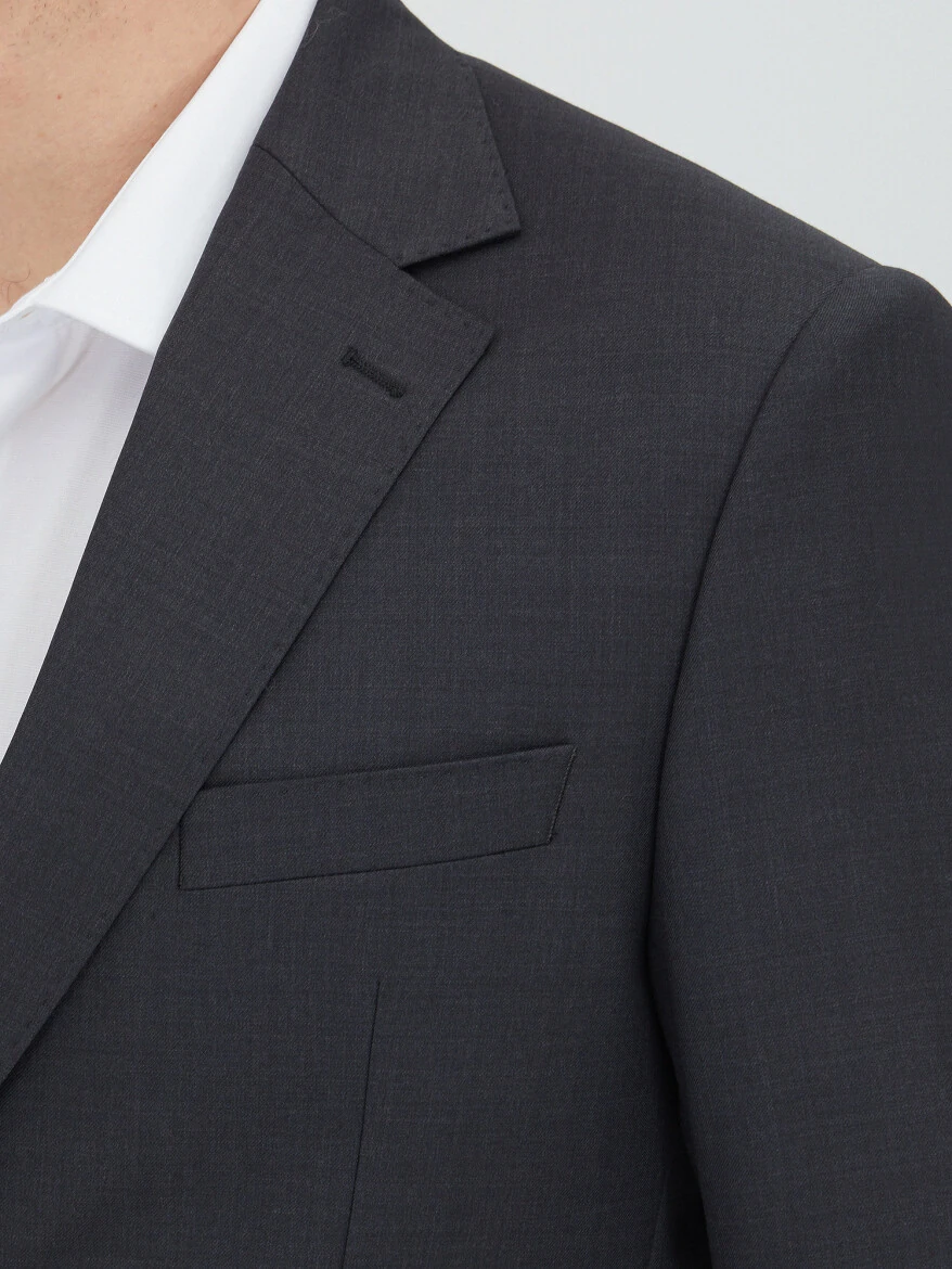 Gri Modern Fit Yün Karışımlı Takım Elbise - 3