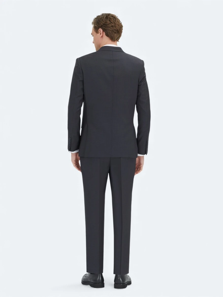 Gri Modern Fit Yün Karışımlı Takım Elbise - 4