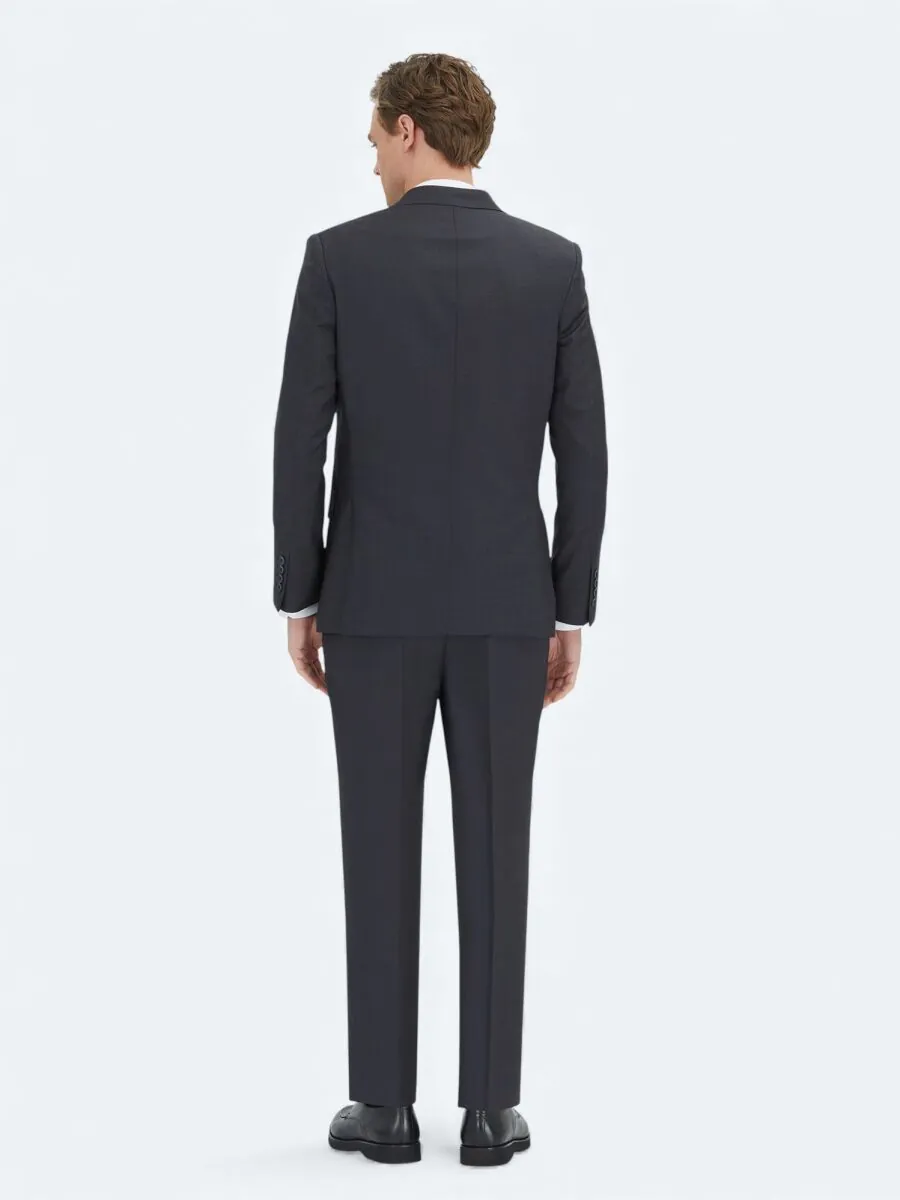 Gri Modern Fit Yün Karışımlı Takım Elbise - 4