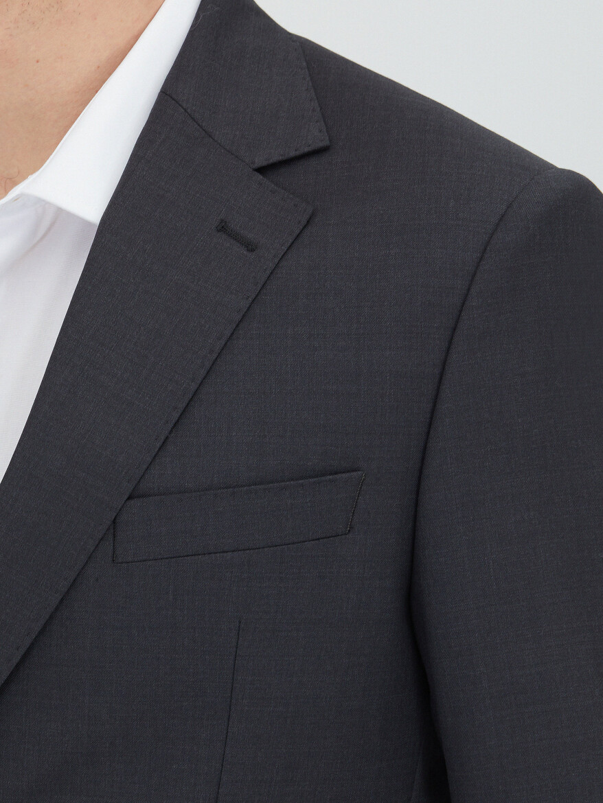 Gri Modern Fit Yün Karışımlı Takım Elbise - 3