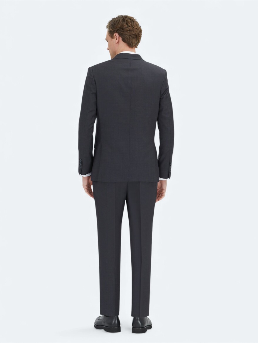 Gri Modern Fit Yün Karışımlı Takım Elbise - 4