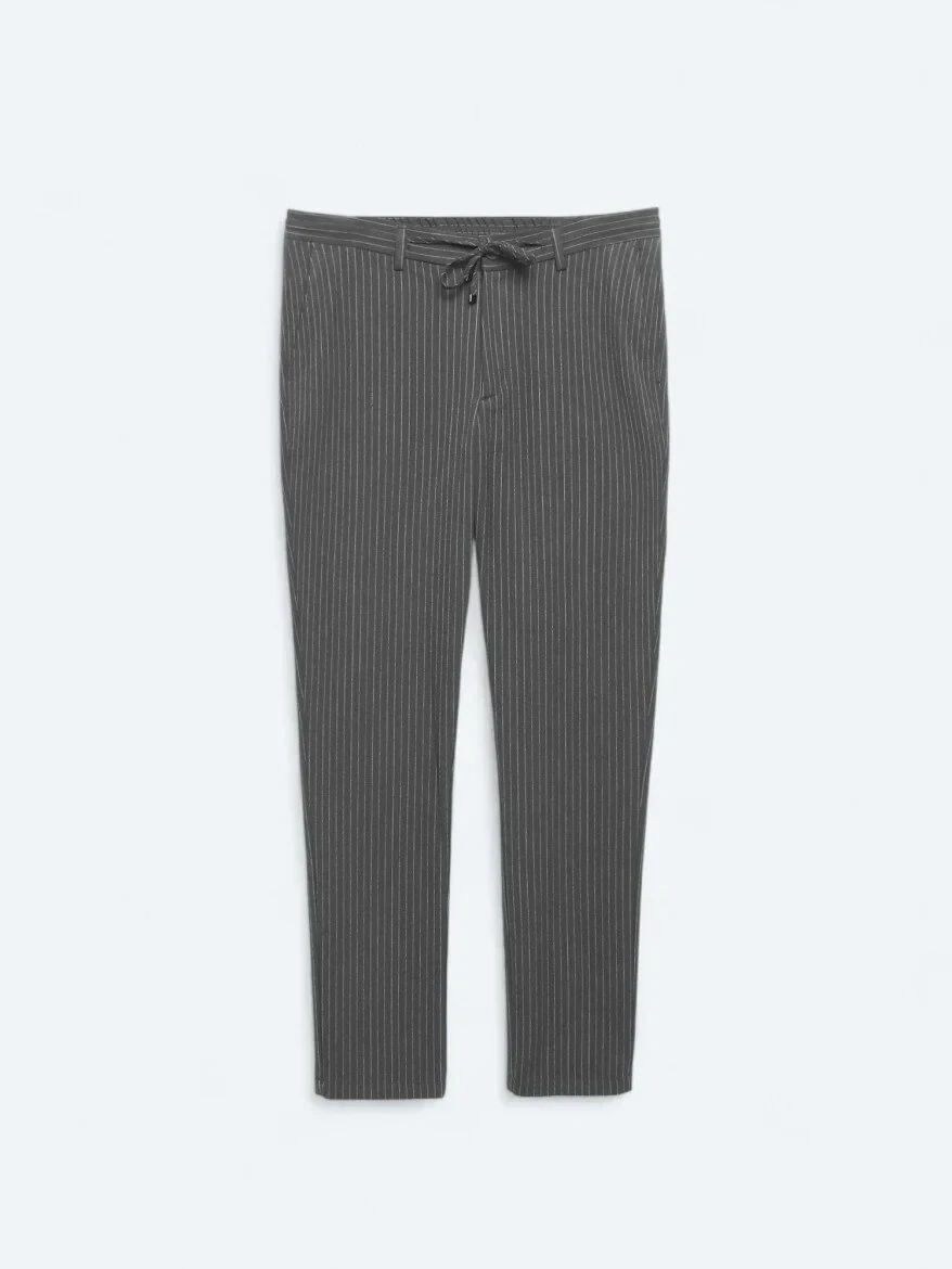 Gri Örme Jogging Fit Casual Pantolon - 5