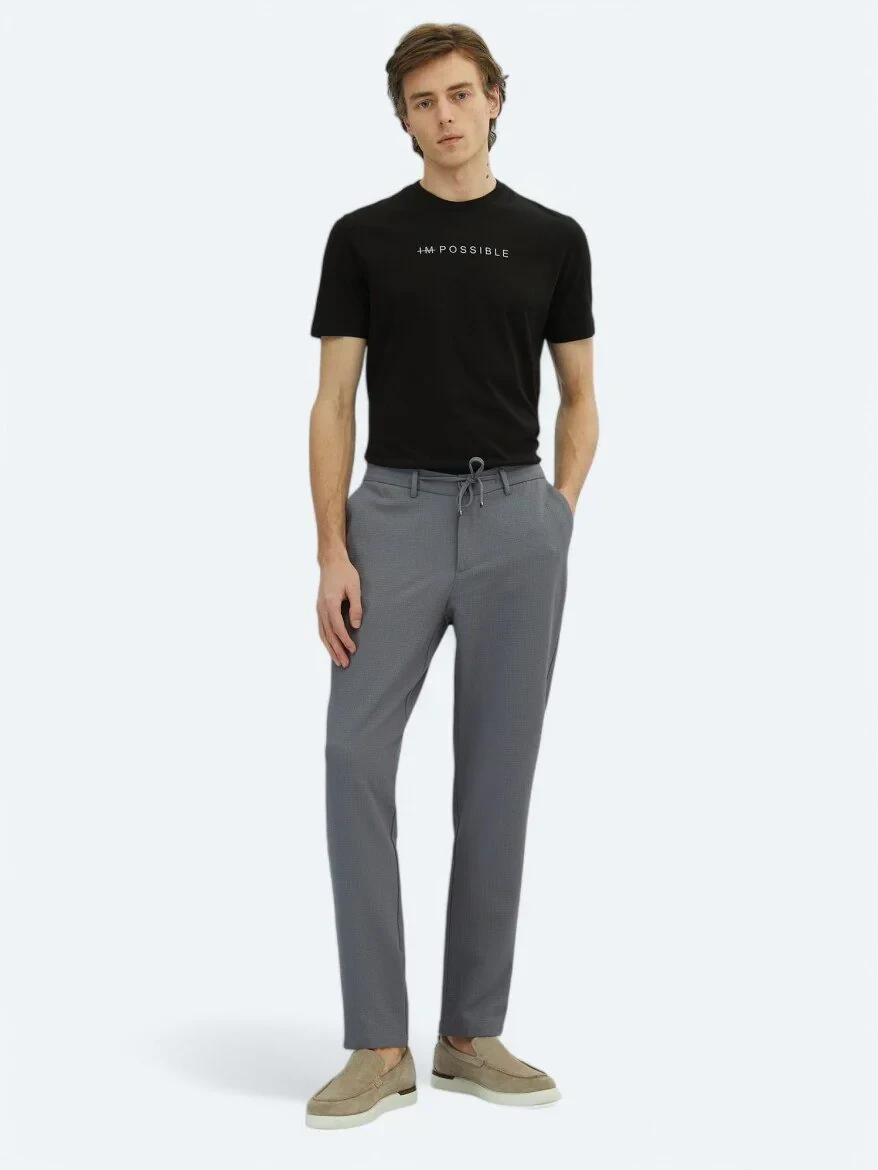 Gri Örme Jogging Fit Casual Pantolon - 1