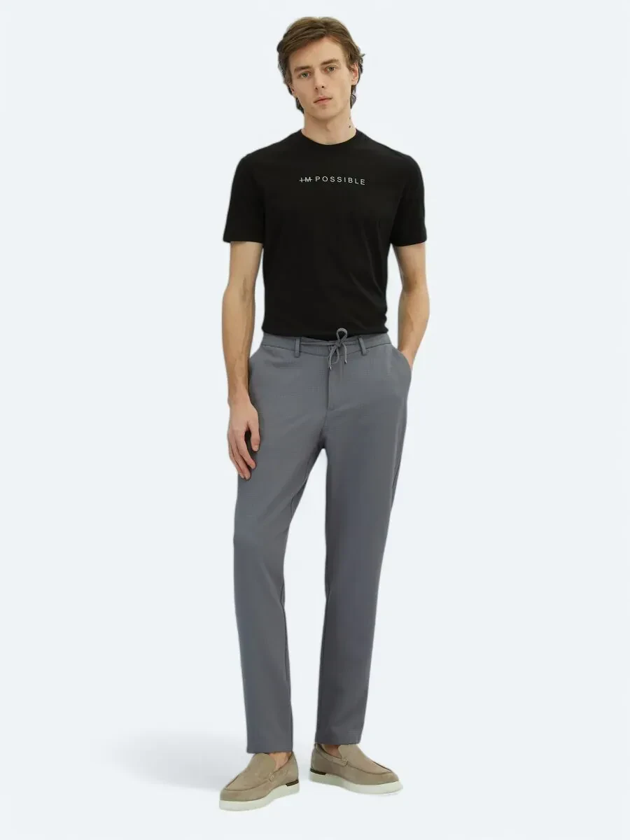 Gri Örme Jogging Fit Casual Pantolon - 1