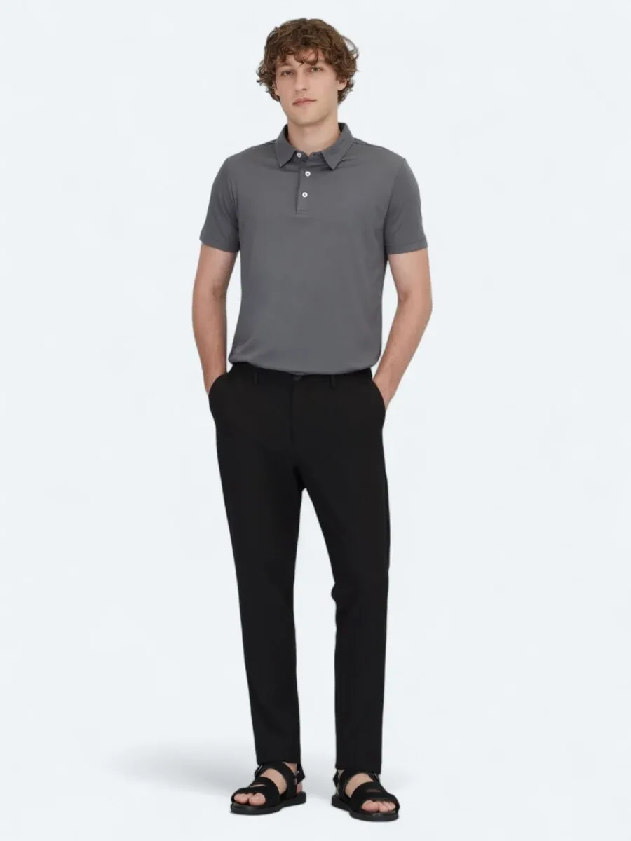 Gri Polo Yaka Pamuk Karışımlı T-Shirt - 2