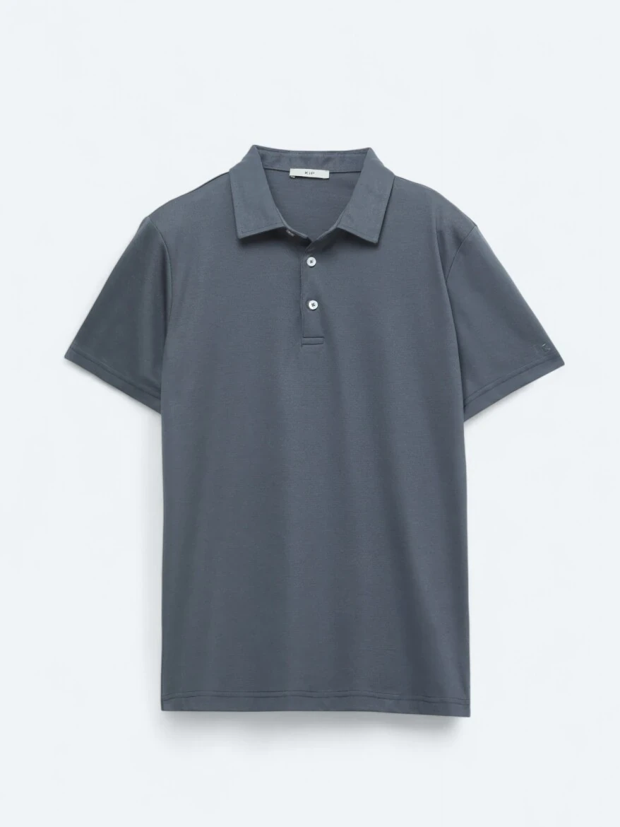 Gri Polo Yaka Pamuk Karışımlı T-Shirt - 6