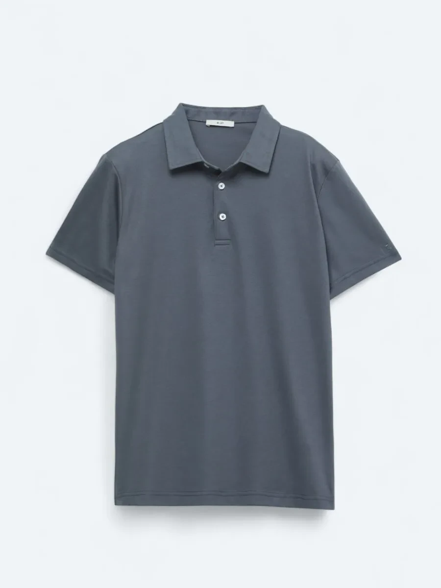 Gri Polo Yaka Pamuk Karışımlı T-Shirt - 6