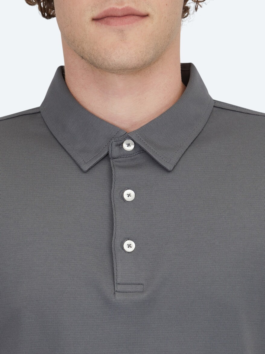 Gri Polo Yaka Pamuk Karışımlı T-Shirt - 4