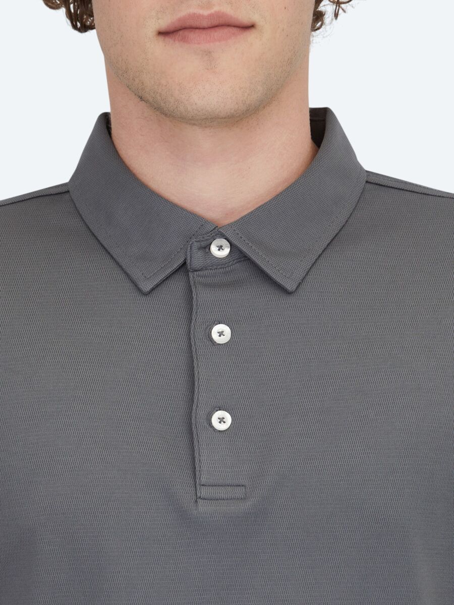 Gri Polo Yaka Pamuk Karışımlı T-Shirt - 4