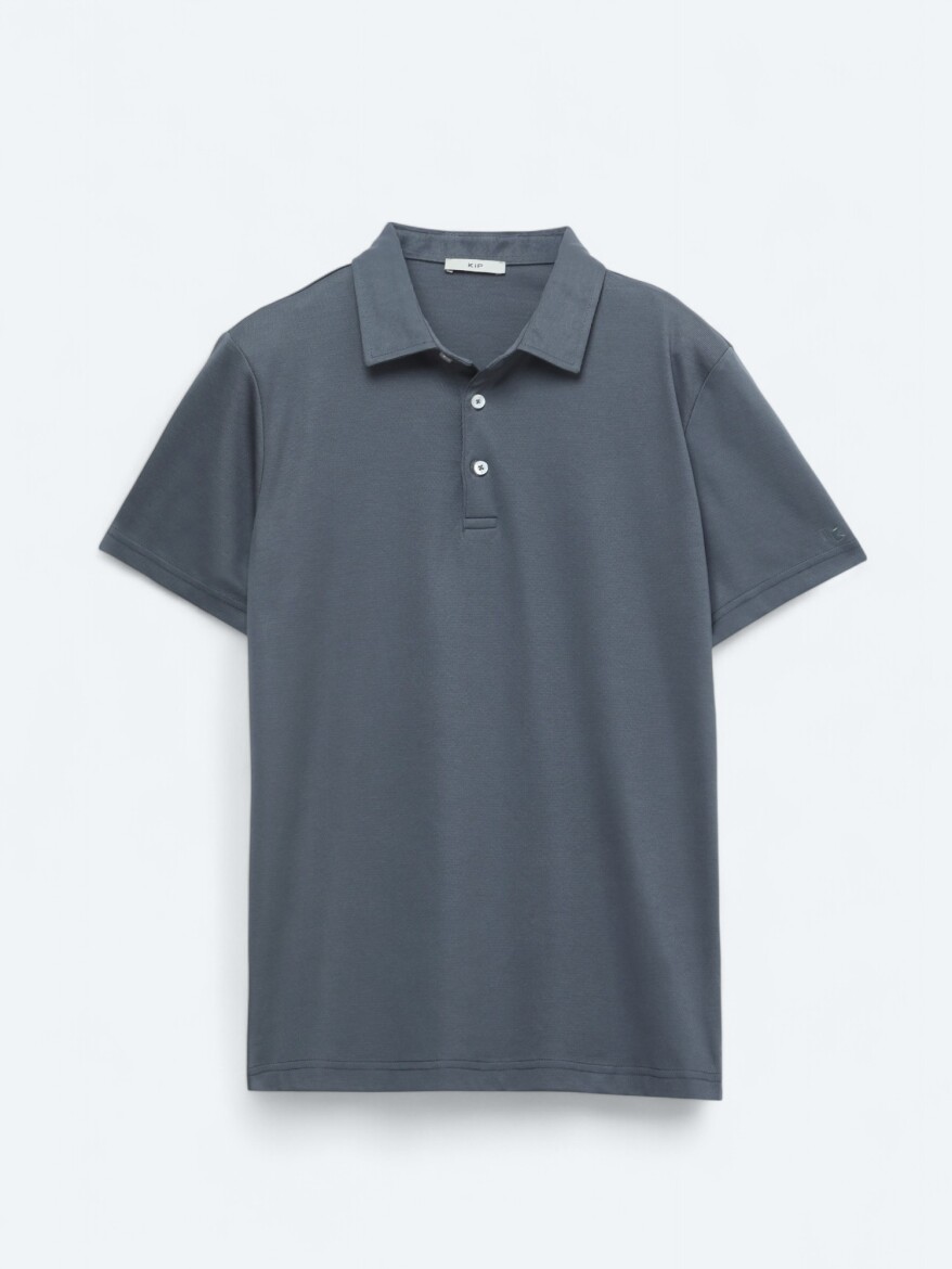 Gri Polo Yaka Pamuk Karışımlı T-Shirt - 6