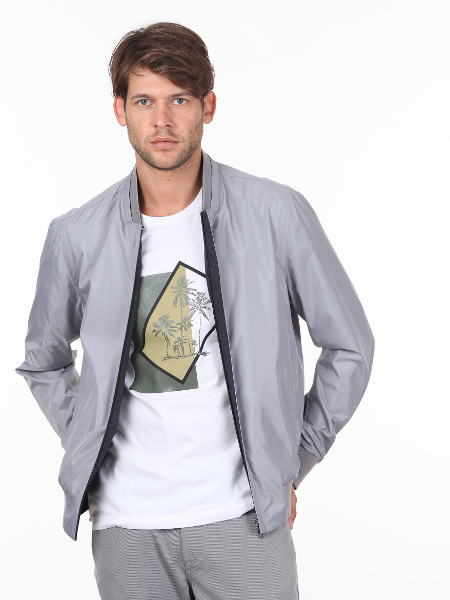 Gri Regular Fit Casual Dokuma Mont - 2