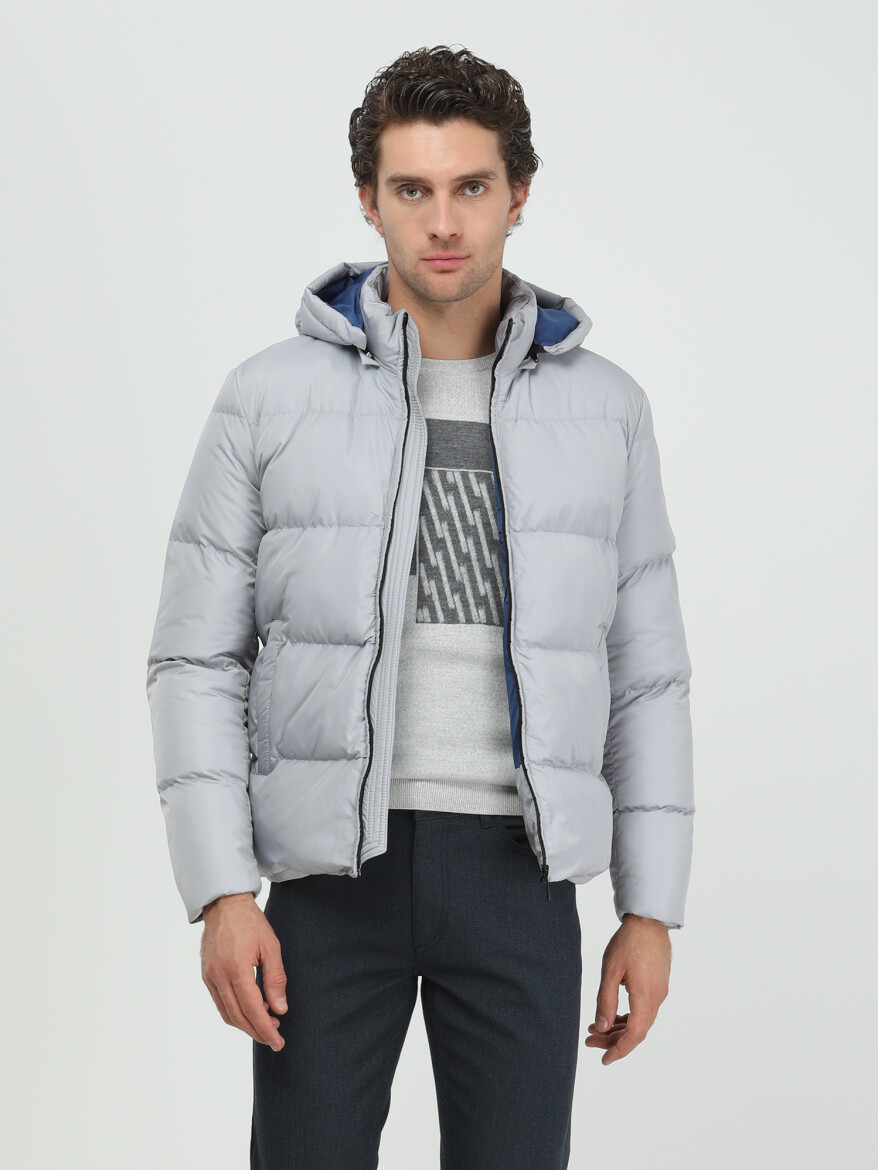 Gri Regular Fit Casual Dokuma Mont - 1