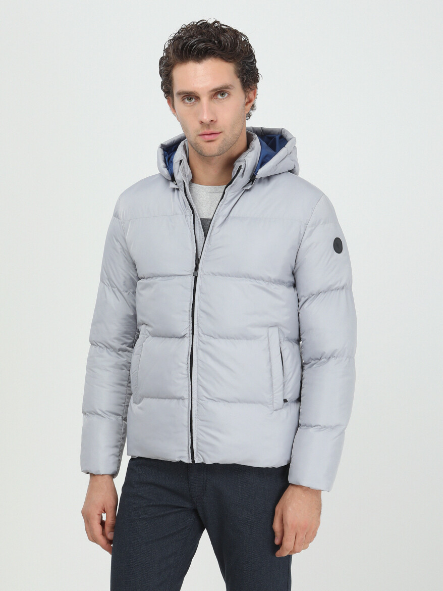 Gri Regular Fit Casual Dokuma Mont - 2