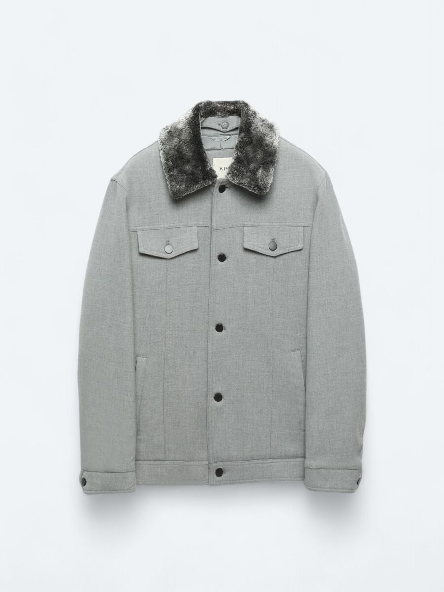 Gri Regular Fit Casual Dokuma Mont - 13