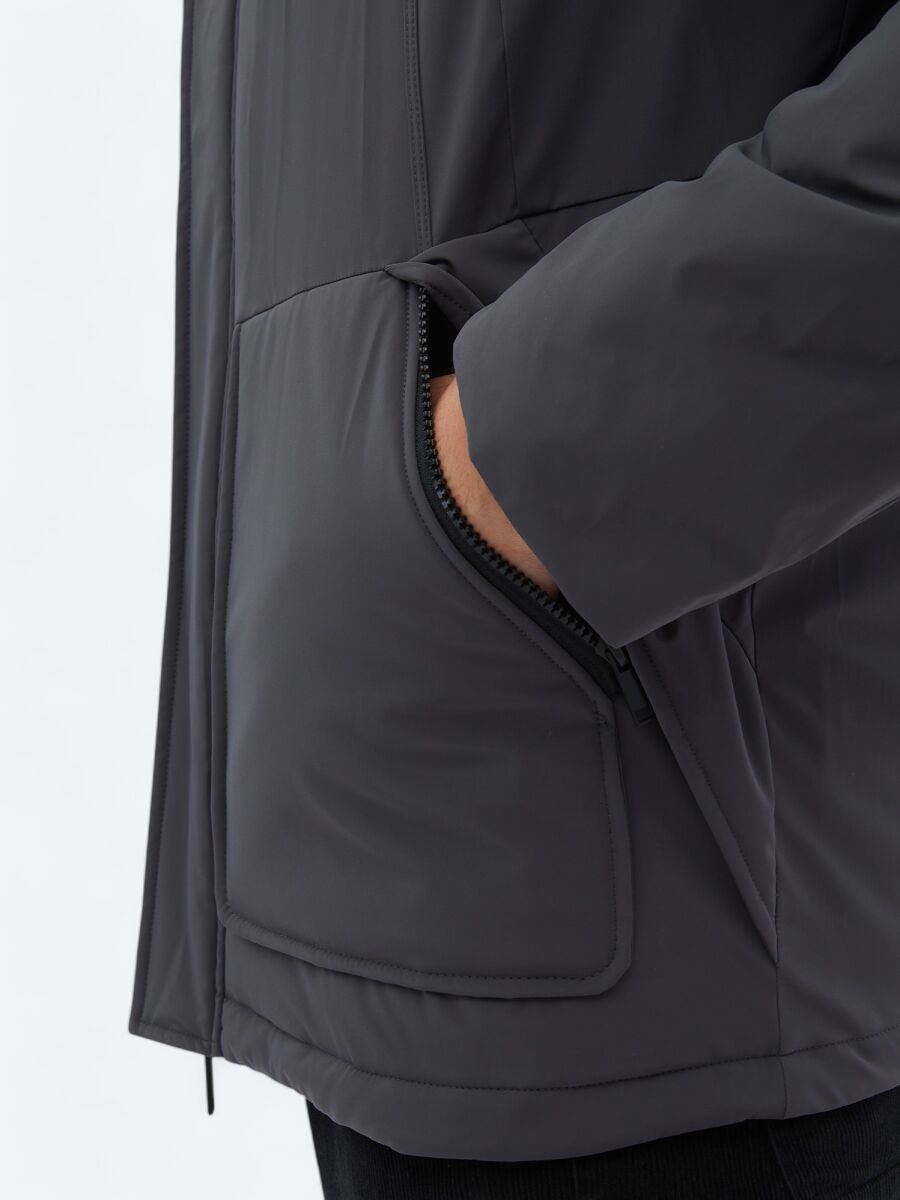 Gri Regular Fit Casual Dokuma Mont - 6