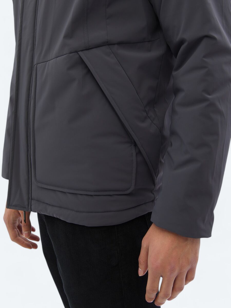 Gri Regular Fit Casual Dokuma Mont - 7