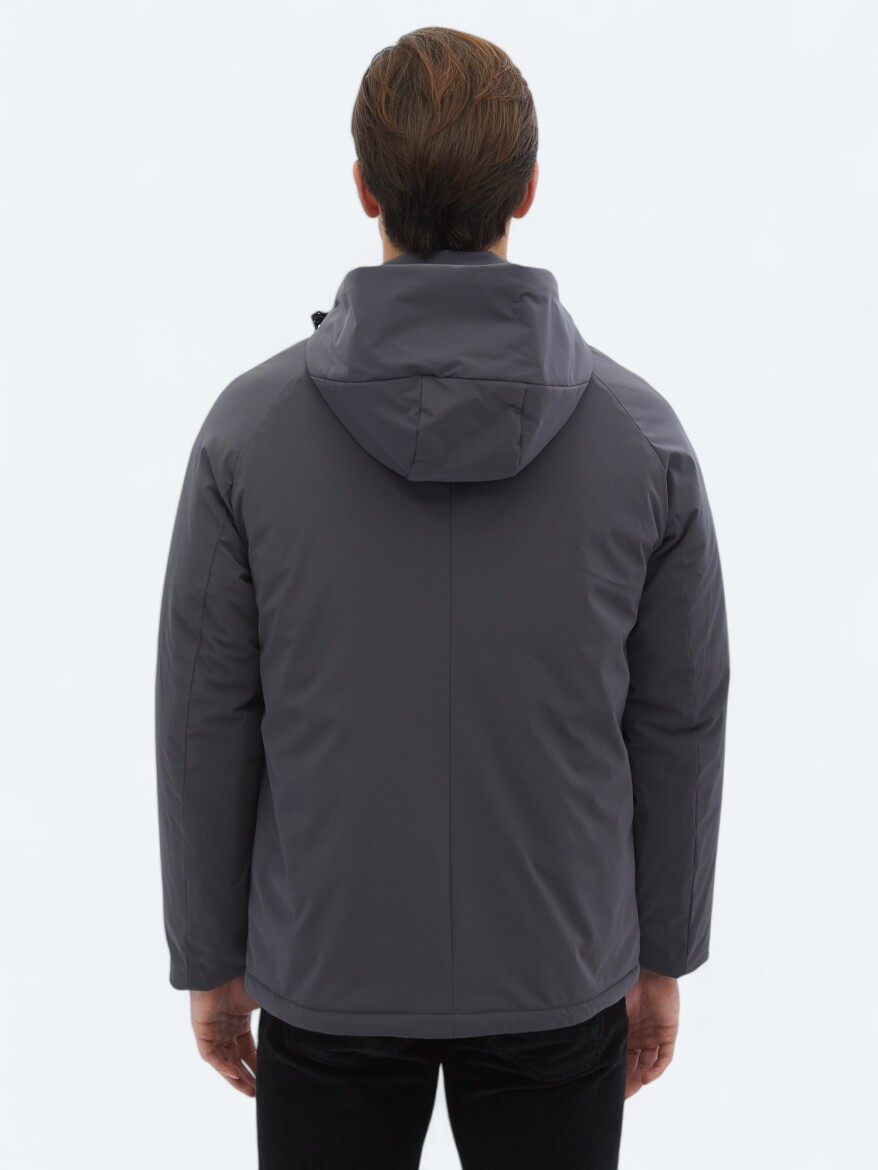 Gri Regular Fit Casual Dokuma Mont - 8