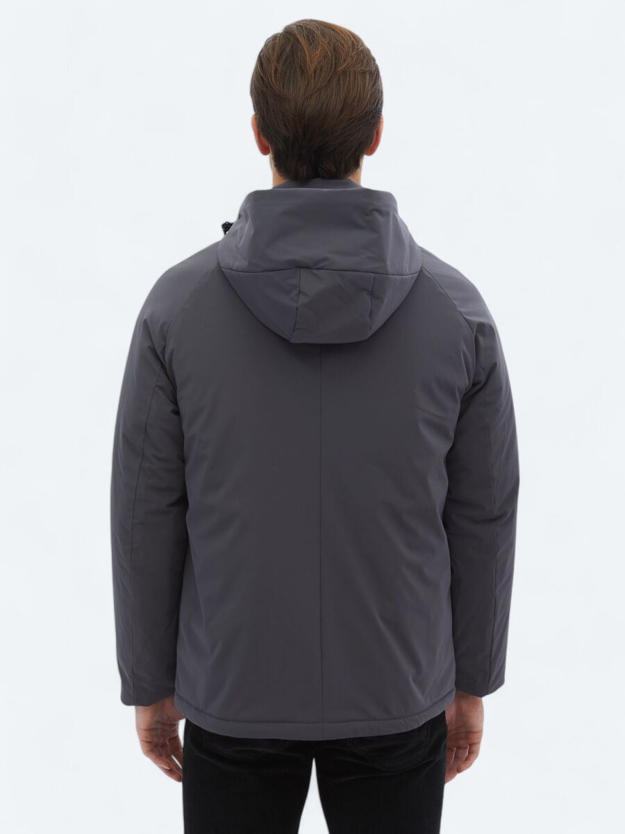 Gri Regular Fit Casual Dokuma Mont - 8