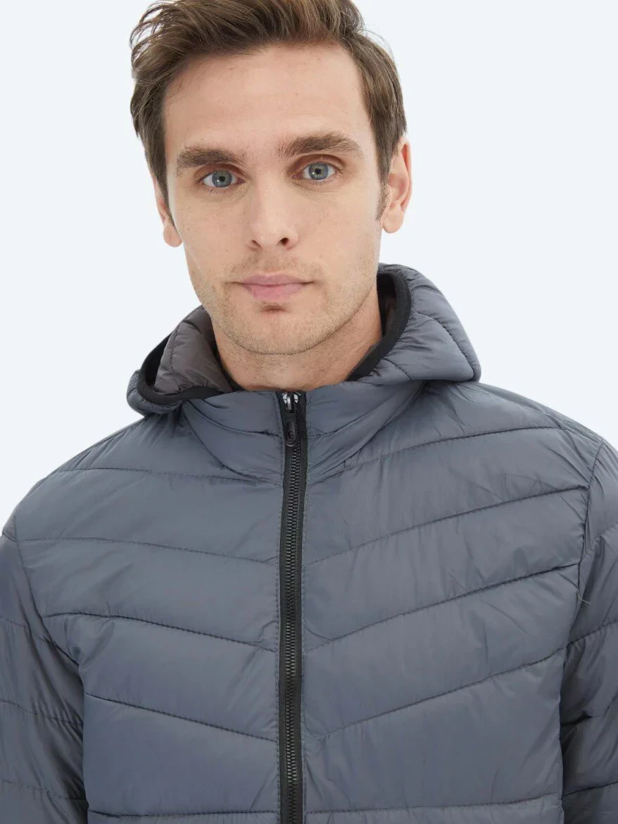 Gri Regular Fit Casual Dokuma Mont 