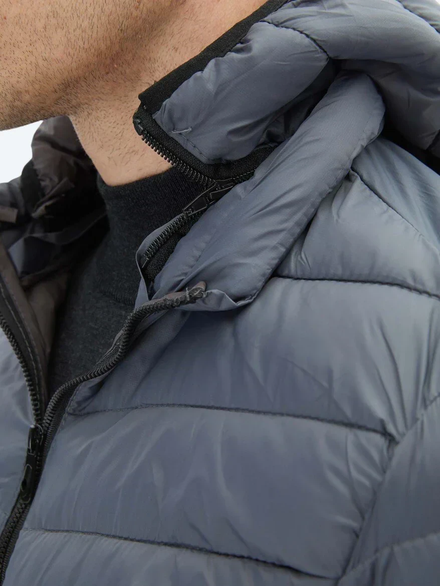 Gri Regular Fit Casual Dokuma Mont - 5