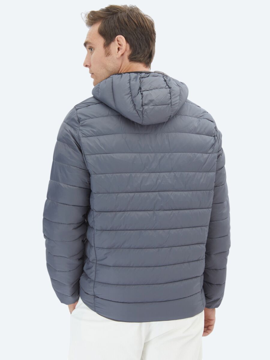 Gri Regular Fit Casual Dokuma Mont - 6