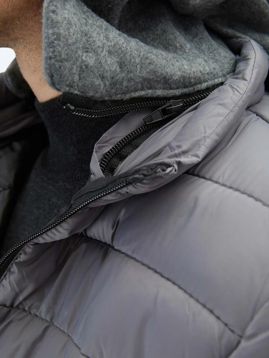Gri Regular Fit Casual Dokuma Mont - 6