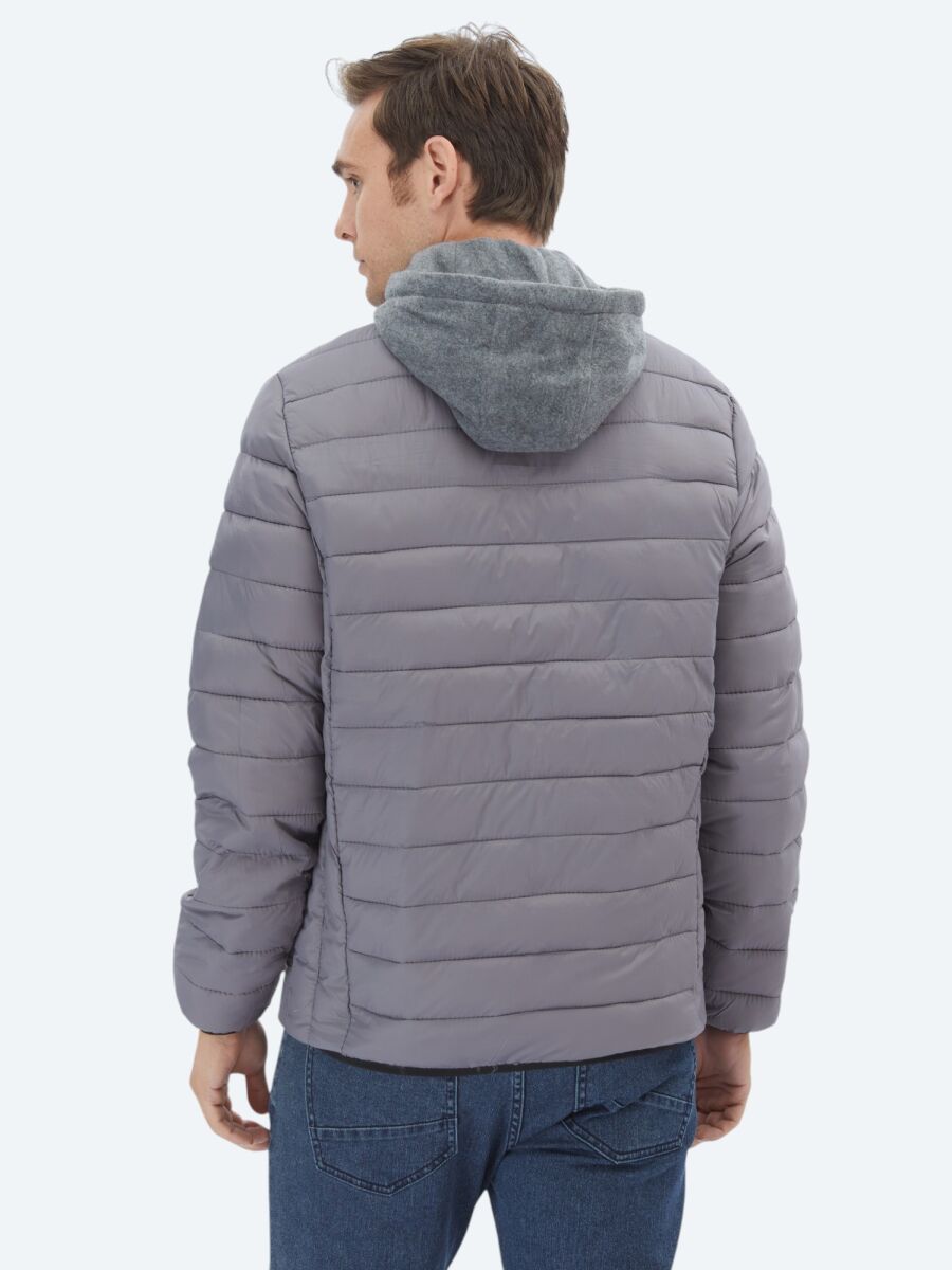 Gri Regular Fit Casual Dokuma Mont - 7