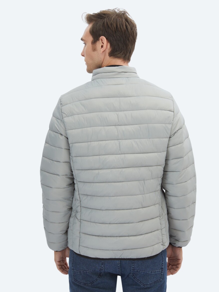 Gri Regular Fit Casual Dokuma Mont - 6