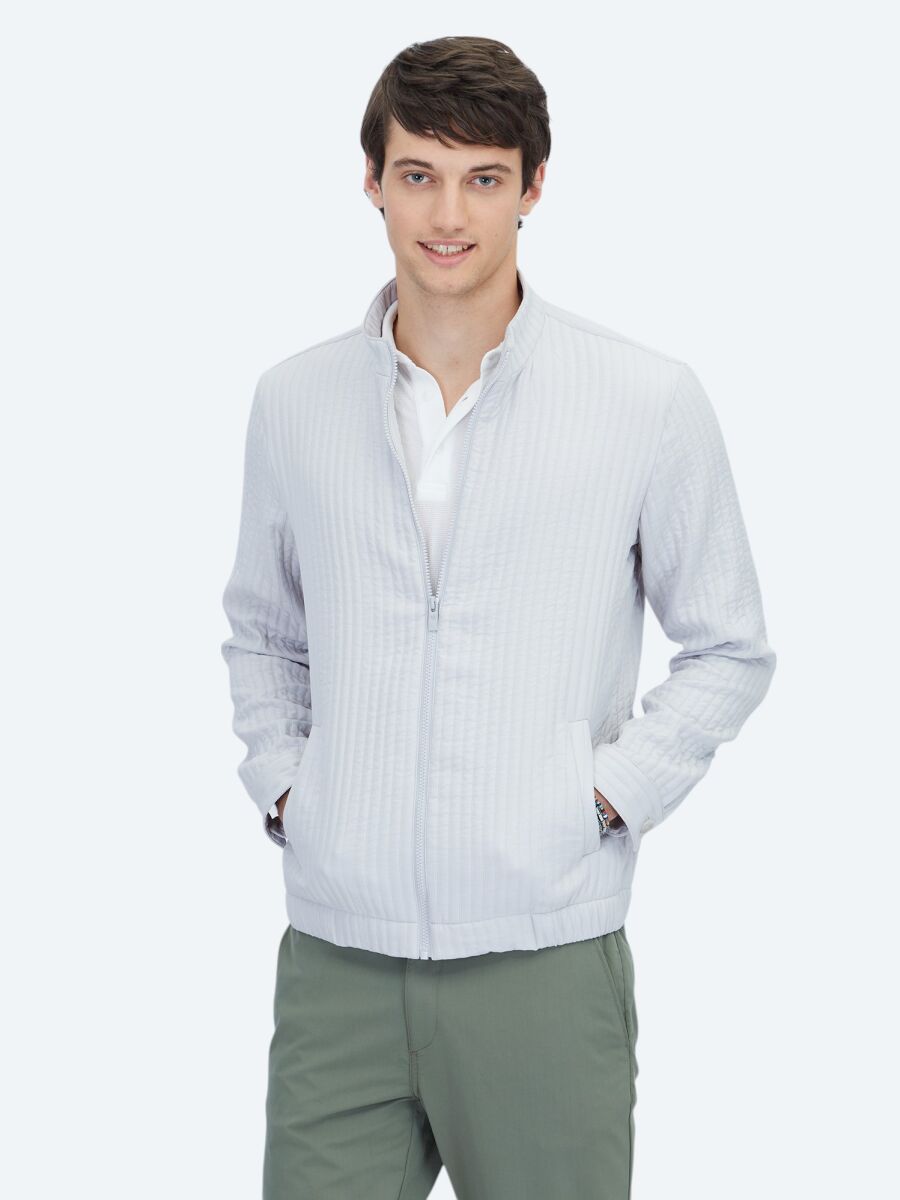 Gri Regular Fit Casual Dokuma Mont - 1