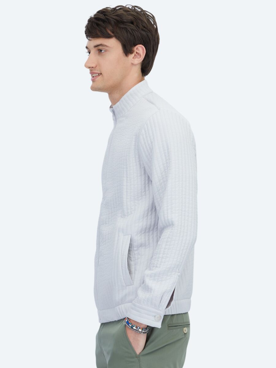 Gri Regular Fit Casual Dokuma Mont - 4