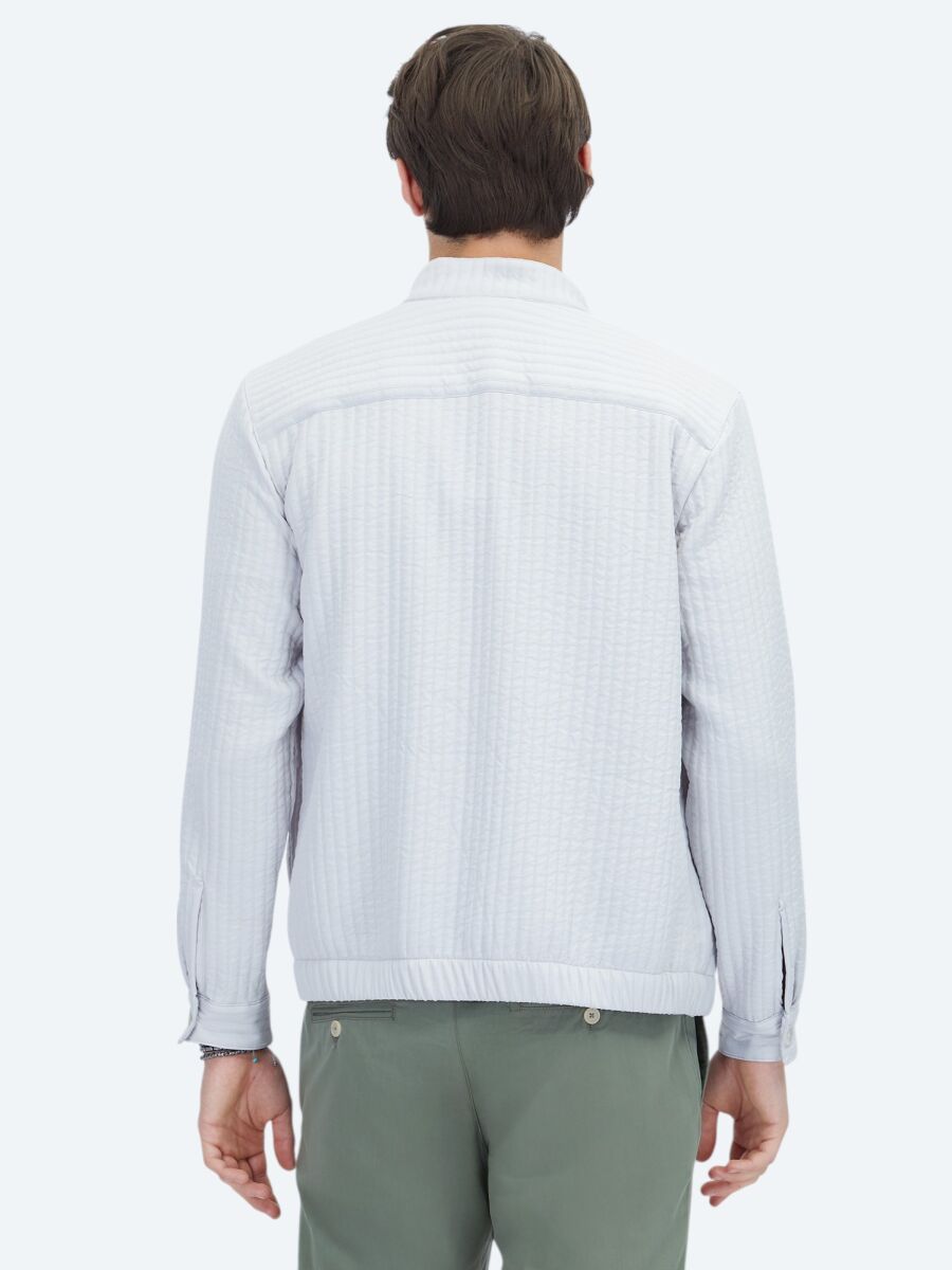 Gri Regular Fit Dik Yaka Casual Dokuma Mont - 7