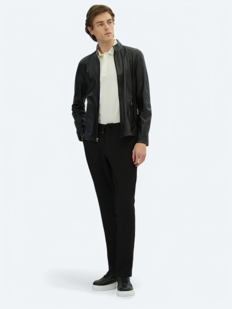 Gri Regular Fit Dik Yaka Smart Casual Çift Taraflı Deri Mont - 3