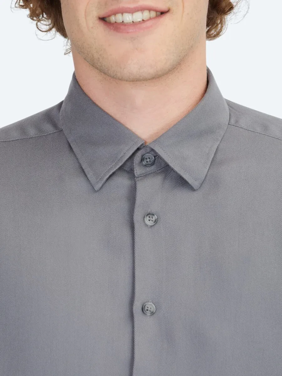 Gri Regular Fit Dokuma Casual Gömlek - 5
