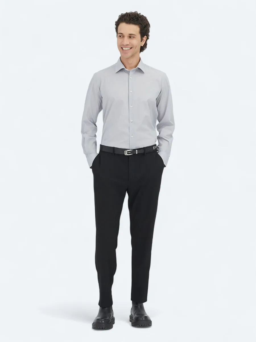 Gri Regular Fit Dokuma Klasik Pamuk Karışımlı Gömlek - 2