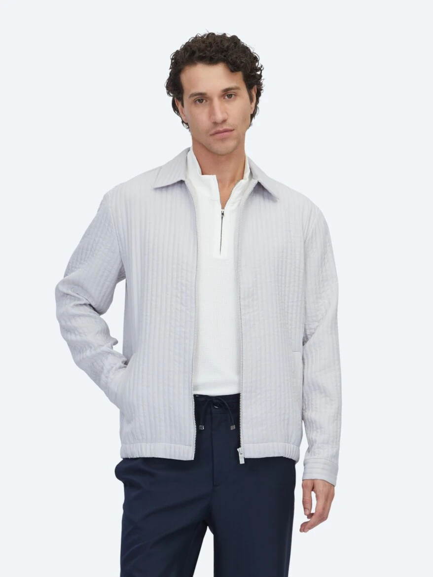 Gri Regular Fit Dokuma Overshırt - 2