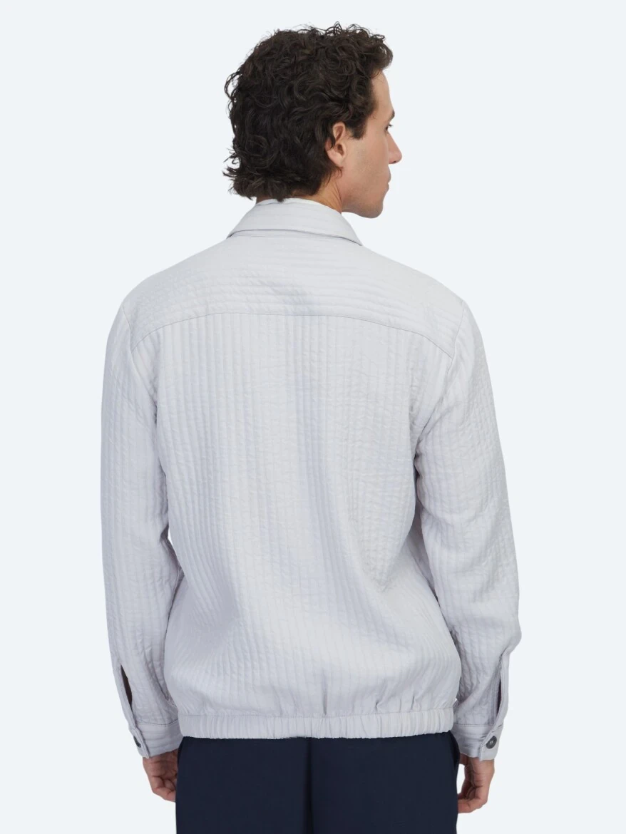 Gri Regular Fit Dokuma Overshırt - 5