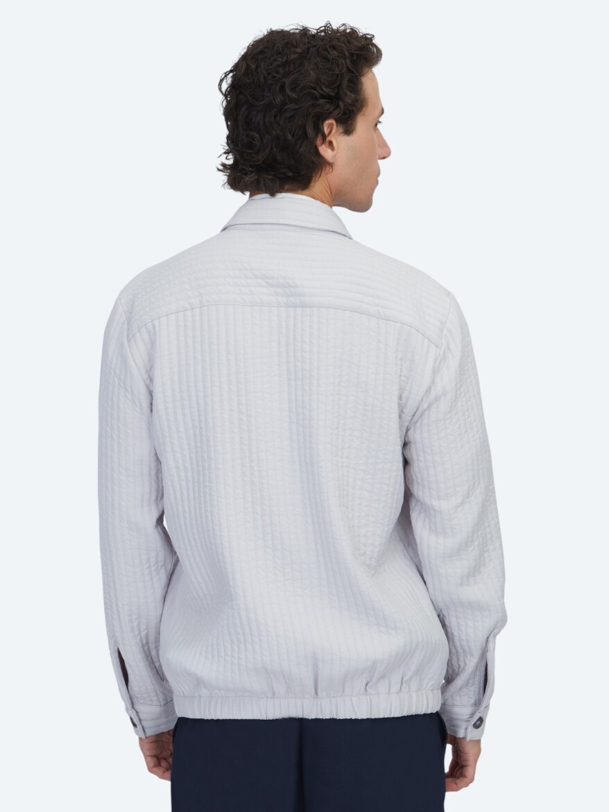 Gri Regular Fit Dokuma Overshırt - 5